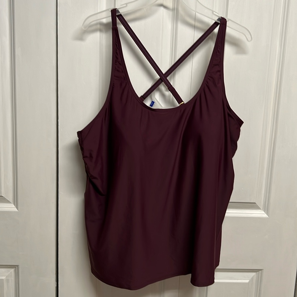 Avenue Rasin Cross Back Tankini Bathing Suit Top Size 24
